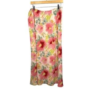 Leslie Fay 90s Y2K Floral Midi Skirt Sz 16 Bloomcore Spring Easter Soft Girl